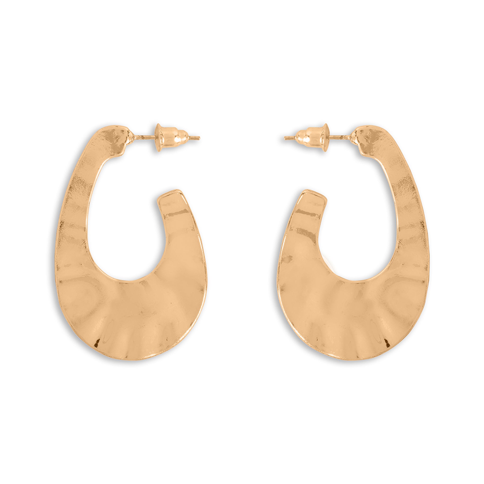 Oval shaped golden hoops