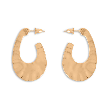 Oval shaped golden hoops