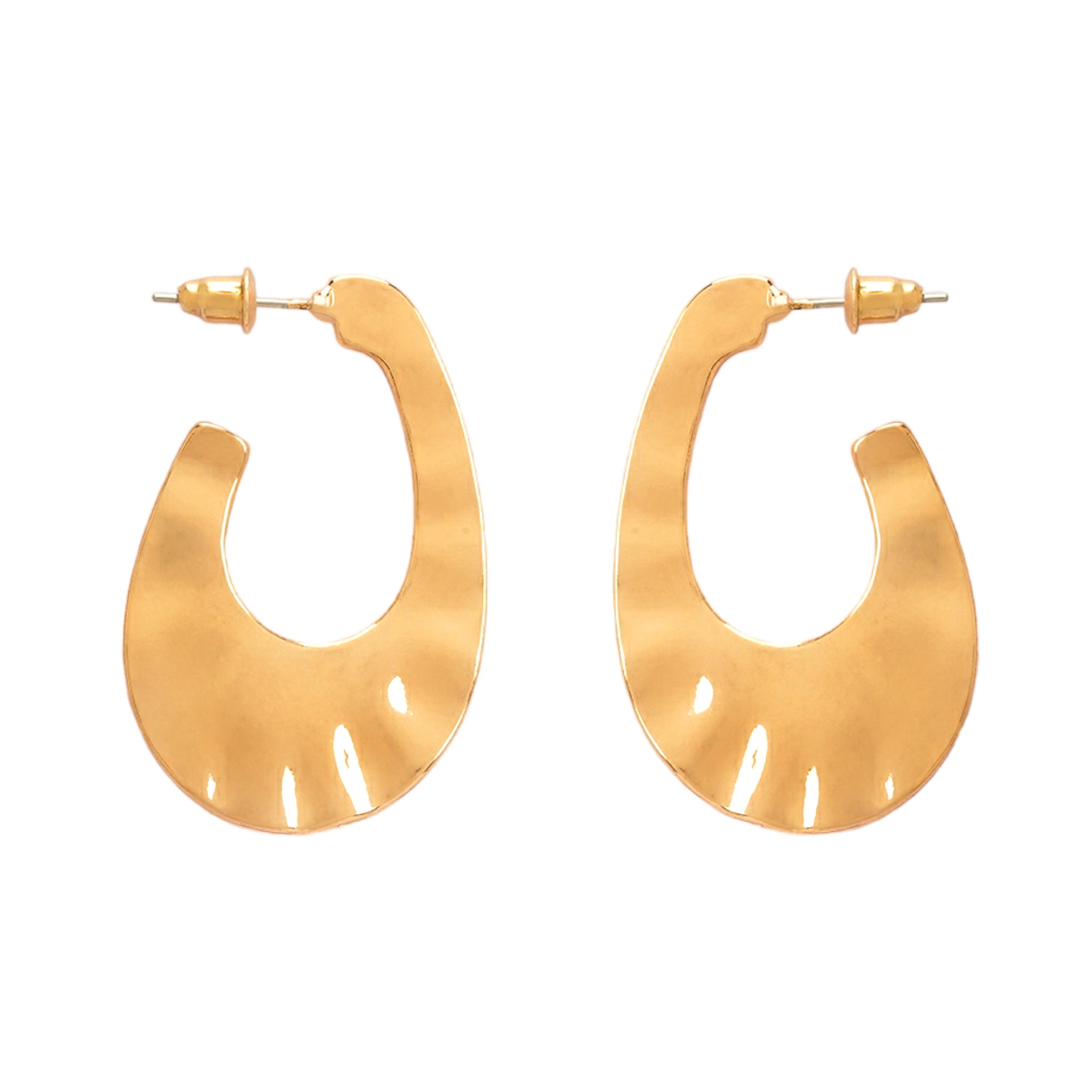 Oval shaped golden hoops