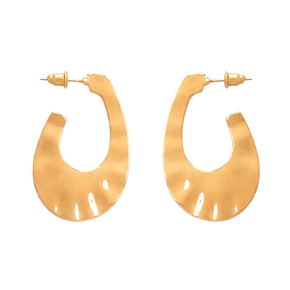 Oval shaped golden hoops