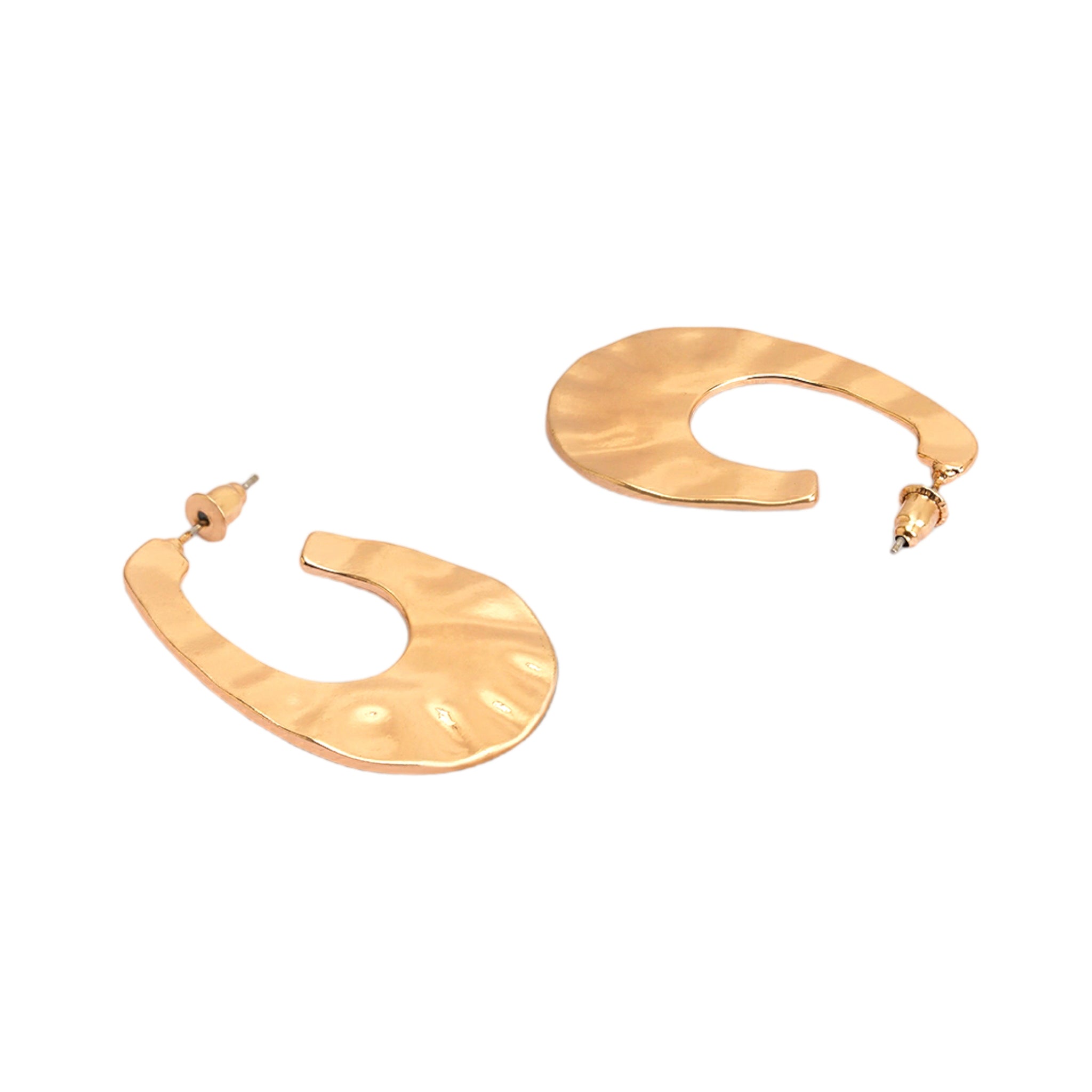 Oval shaped golden hoops