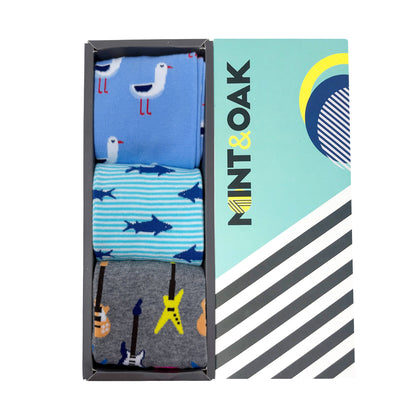Toes in a Row Set-of-3 Crew Socks for Men