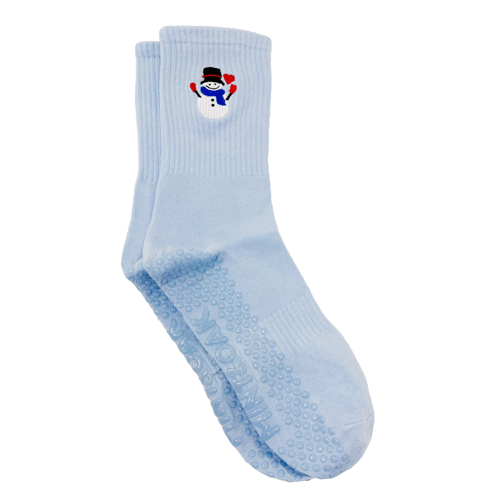 Varsity Snowman Pilates Socks - Christmas Collection - Light Blue