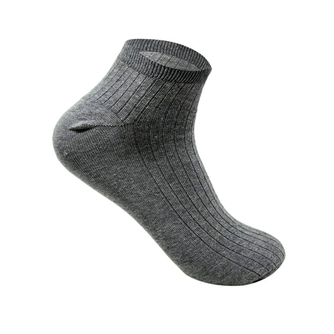 Light Grey Ribbed Ankle Socks For Men