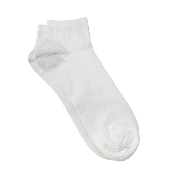 White Ribbed Ankle Socks For Men
