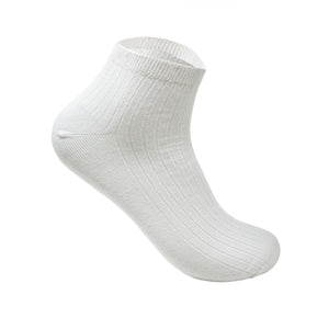 White Ribbed Ankle Socks For Men
