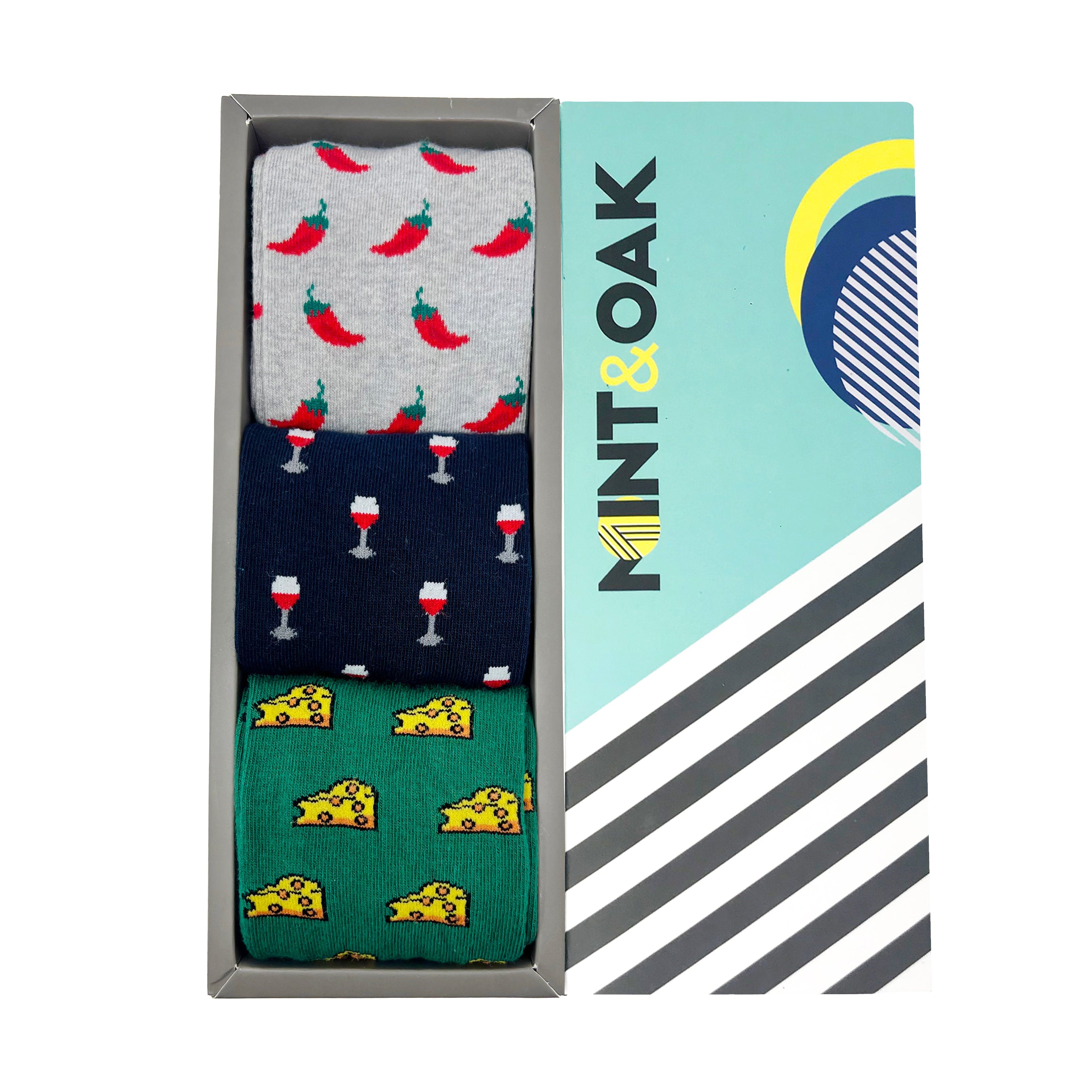 Yum Yum Toes Set-of-3 Crew Socks for Men