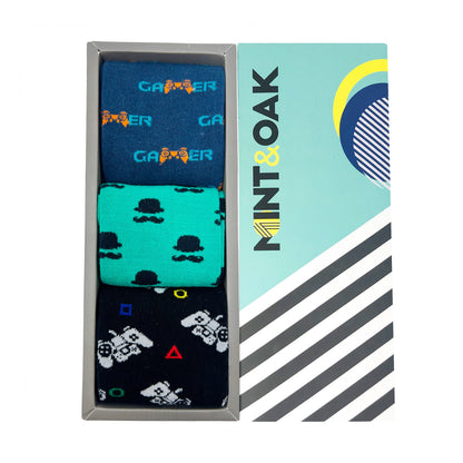 Happy Feet Club Set-of-3 Crew Socks for Men