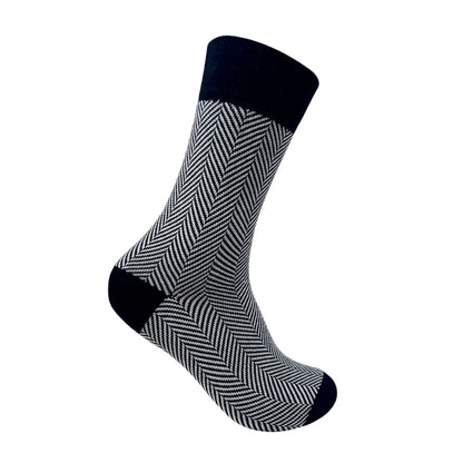 Herringbone Men's Crew Socks - Black