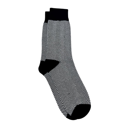 Herringbone Men's Crew Socks - Black