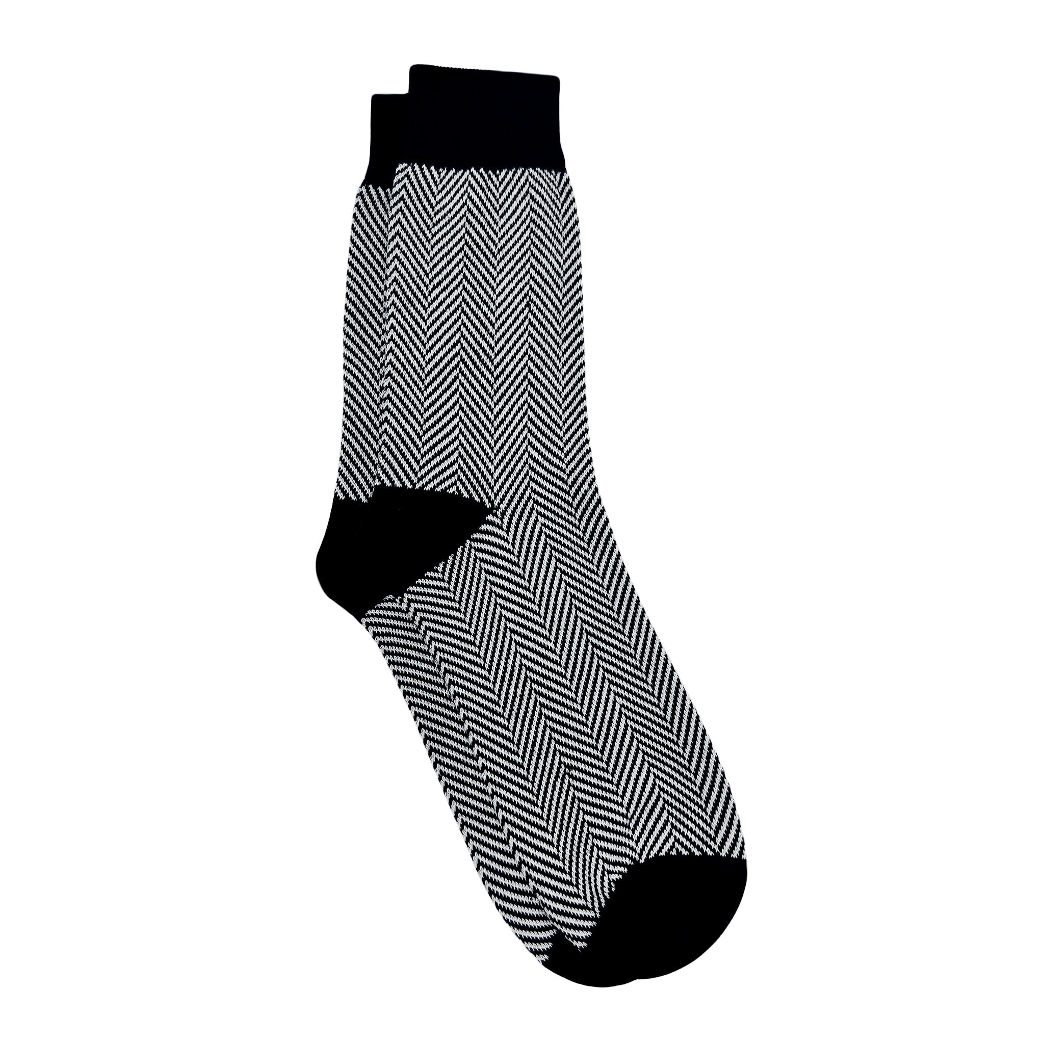 Herringbone Men's Crew Socks - Black