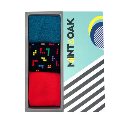 Colorful Canvas Set-of-3 Crew Socks for Men
