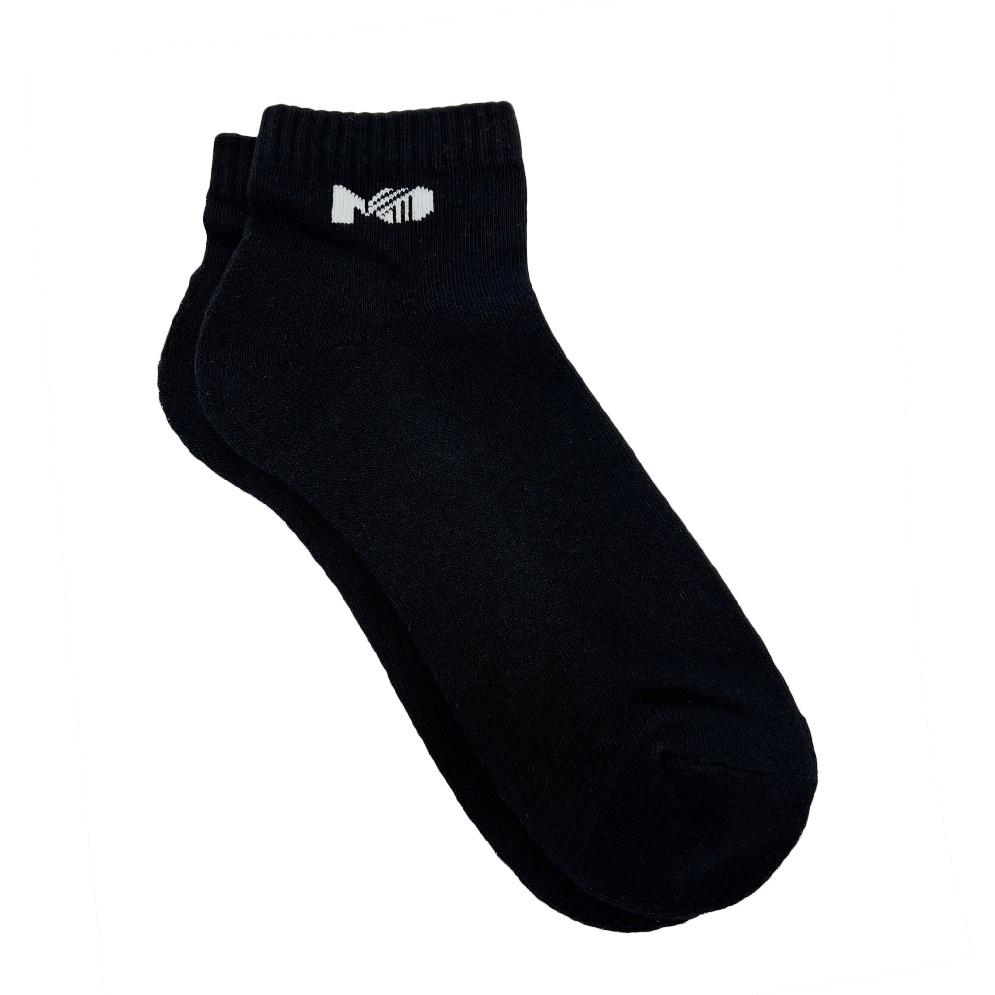 Cushioned Terry Sports Ankle Socks For Men - Black