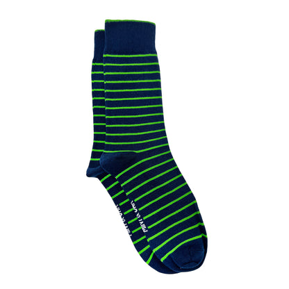 Forest Green Stripes Men's Crew Socks