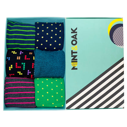 Colorful Crew Set-of-6 Crew Socks for Men