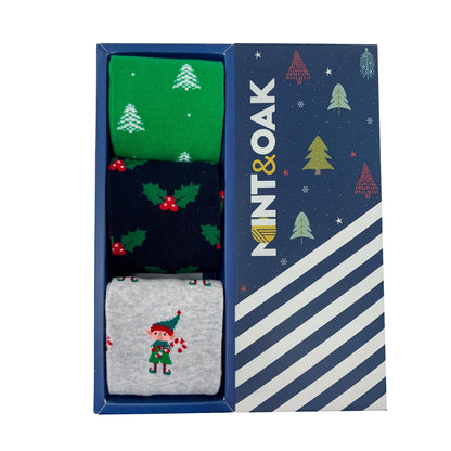 Holiday Harmony Set-of-3 Crew Socks for Men