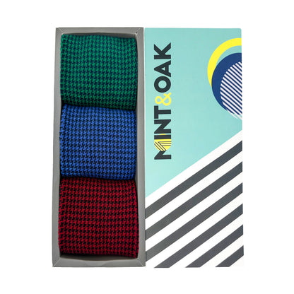 Houndstooth Mix Set-of-3 Crew Socks for Men