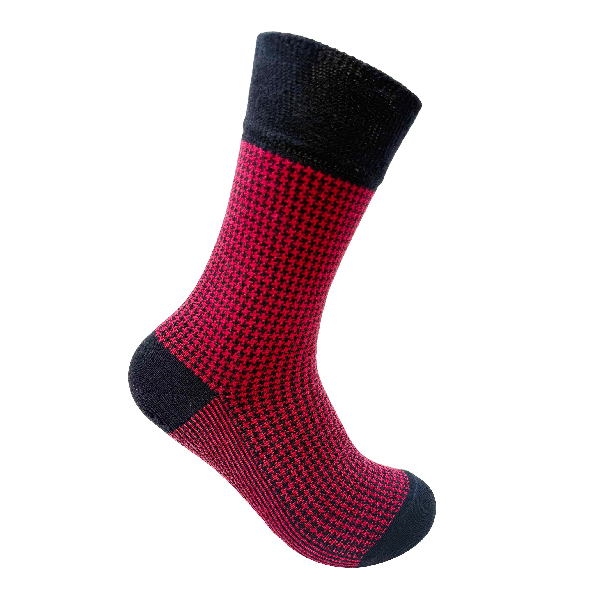 Houndstooth Men's Crew Socks - Red