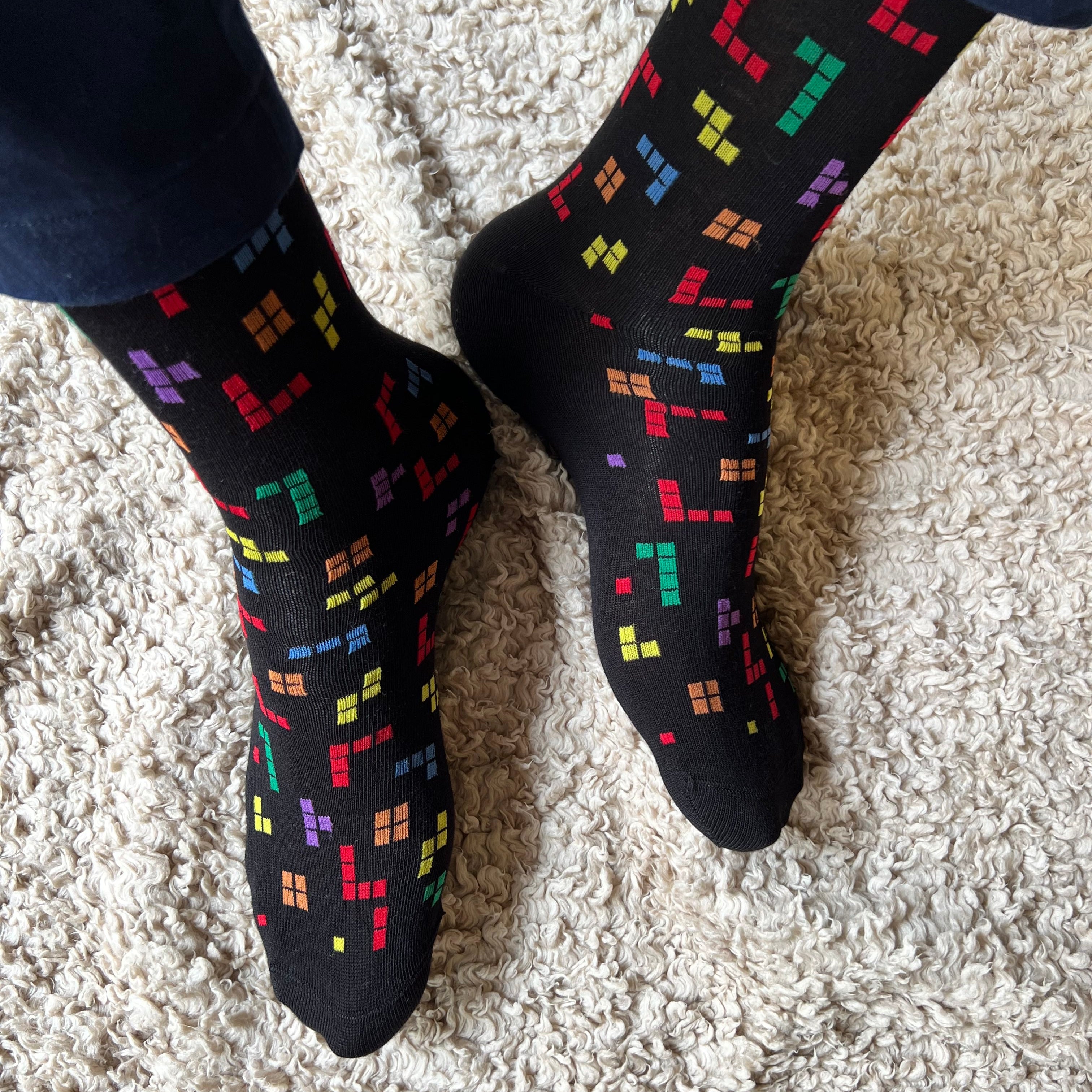 Stripe & Pop Set-of-3 Crew Socks for Men