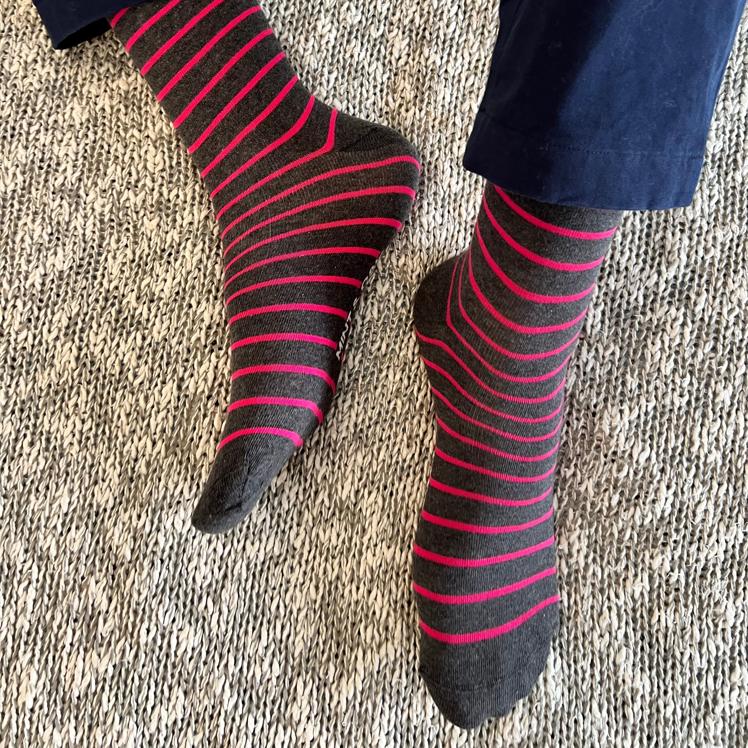 Dapper Pink Stripes Men's Crew Socks