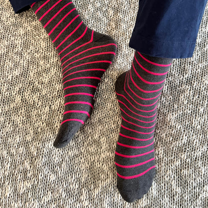 Dapper Pink Stripes Men's Crew Socks