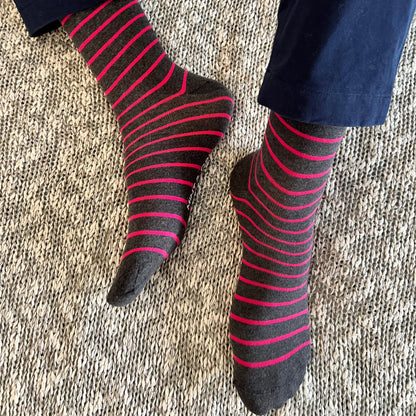 Stripe & Pop Set-of-3 Crew Socks for Men