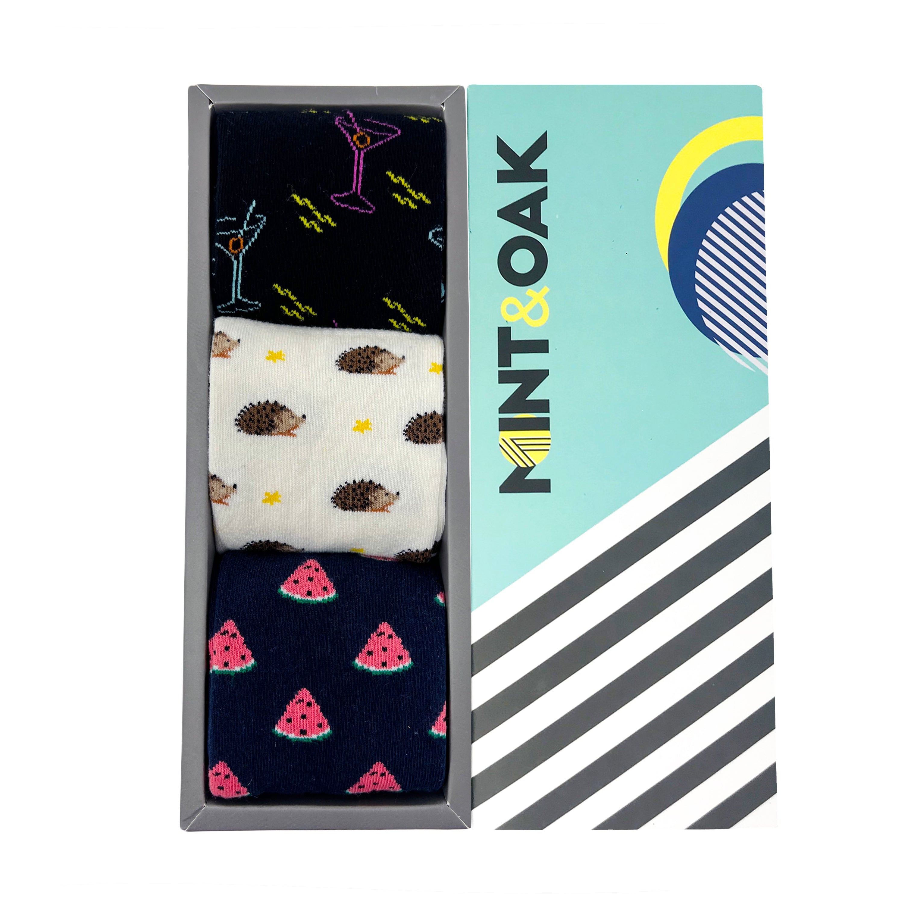 Feet Fiesta Set-of-3 Crew Socks for Men