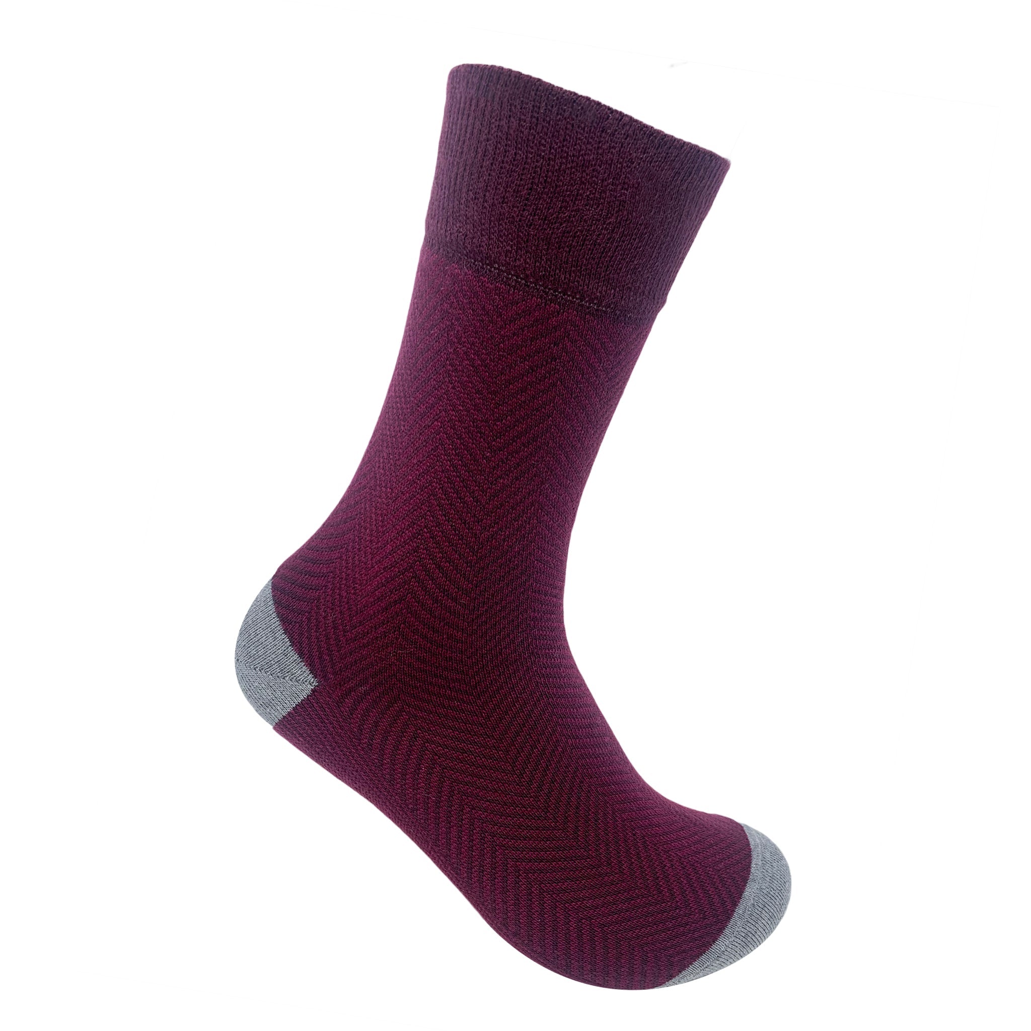 Herringbone Men's Crew Socks (Maroon)