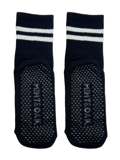 Yoga and Pilates Crew/ Full length Non-Slip Socks for Women - Black