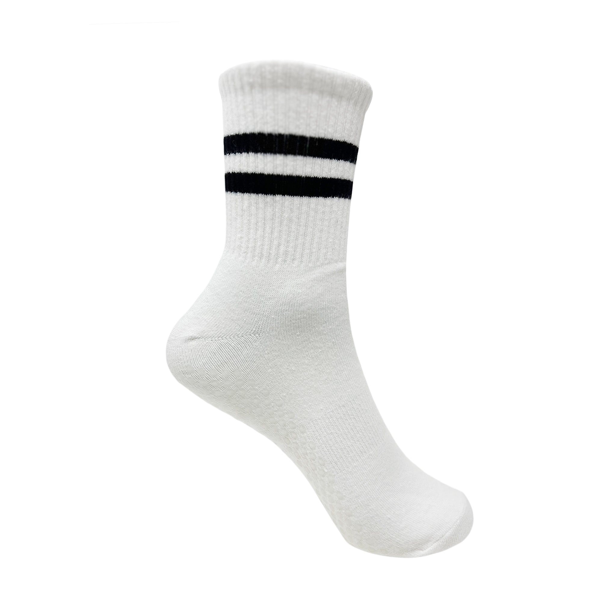 Yoga and Pilates Crew/ Full length Non-Slip Socks for Women - White
