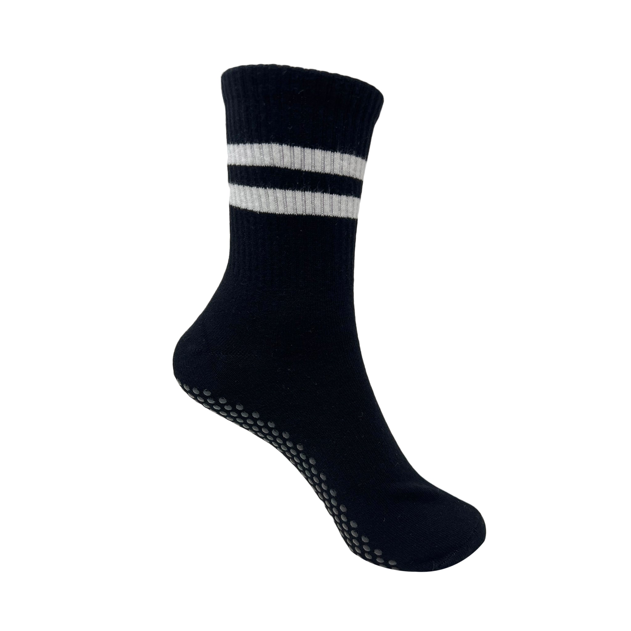 Yoga and Pilates Crew/ Full length Non-Slip Socks for Women - Black