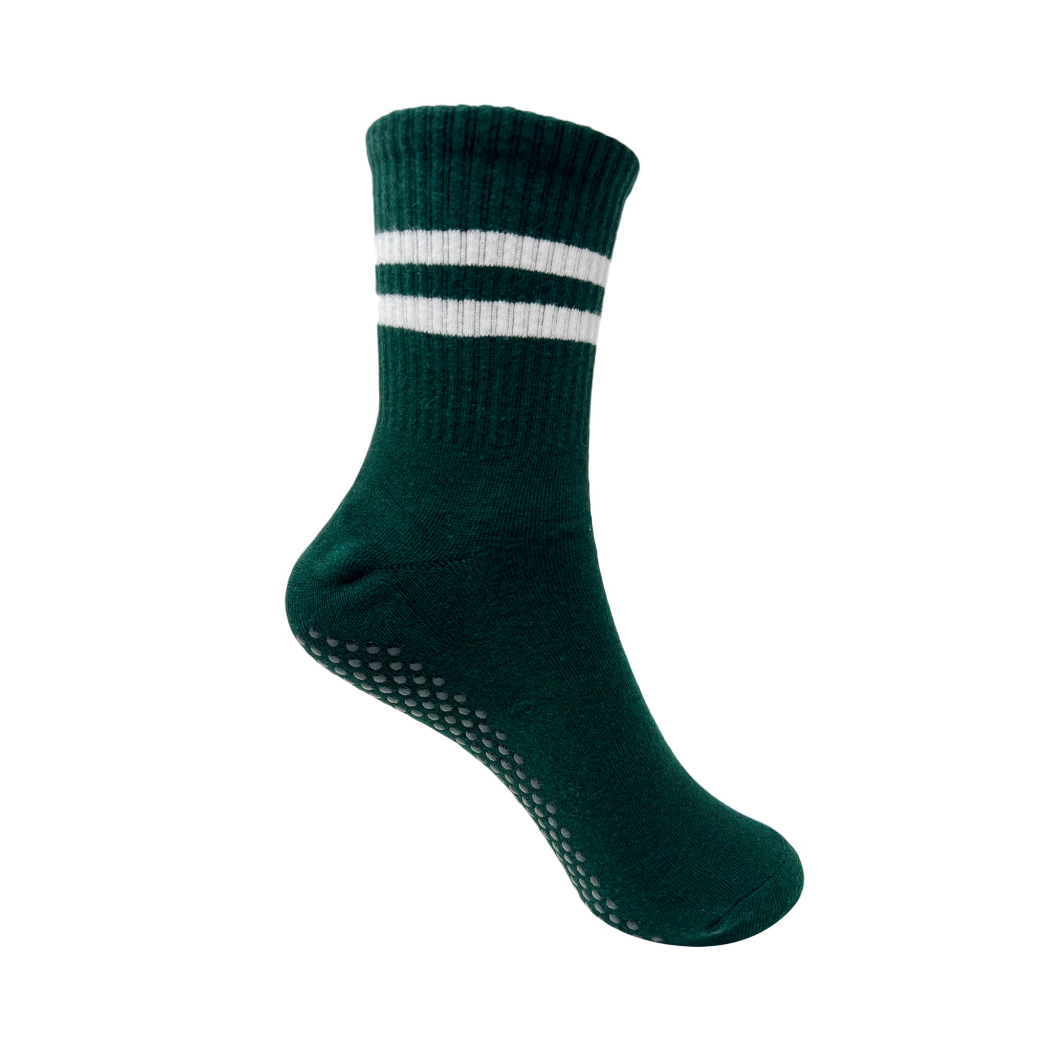 Yoga and Pilates Crew/ Full length Non-Slip Socks for Women - Bottle Green