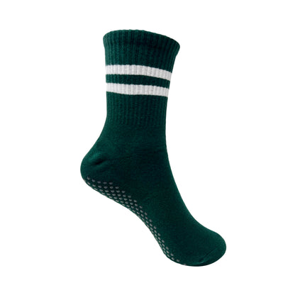Yoga and Pilates Crew/ Full length Non-Slip Socks for Women - Bottle Green