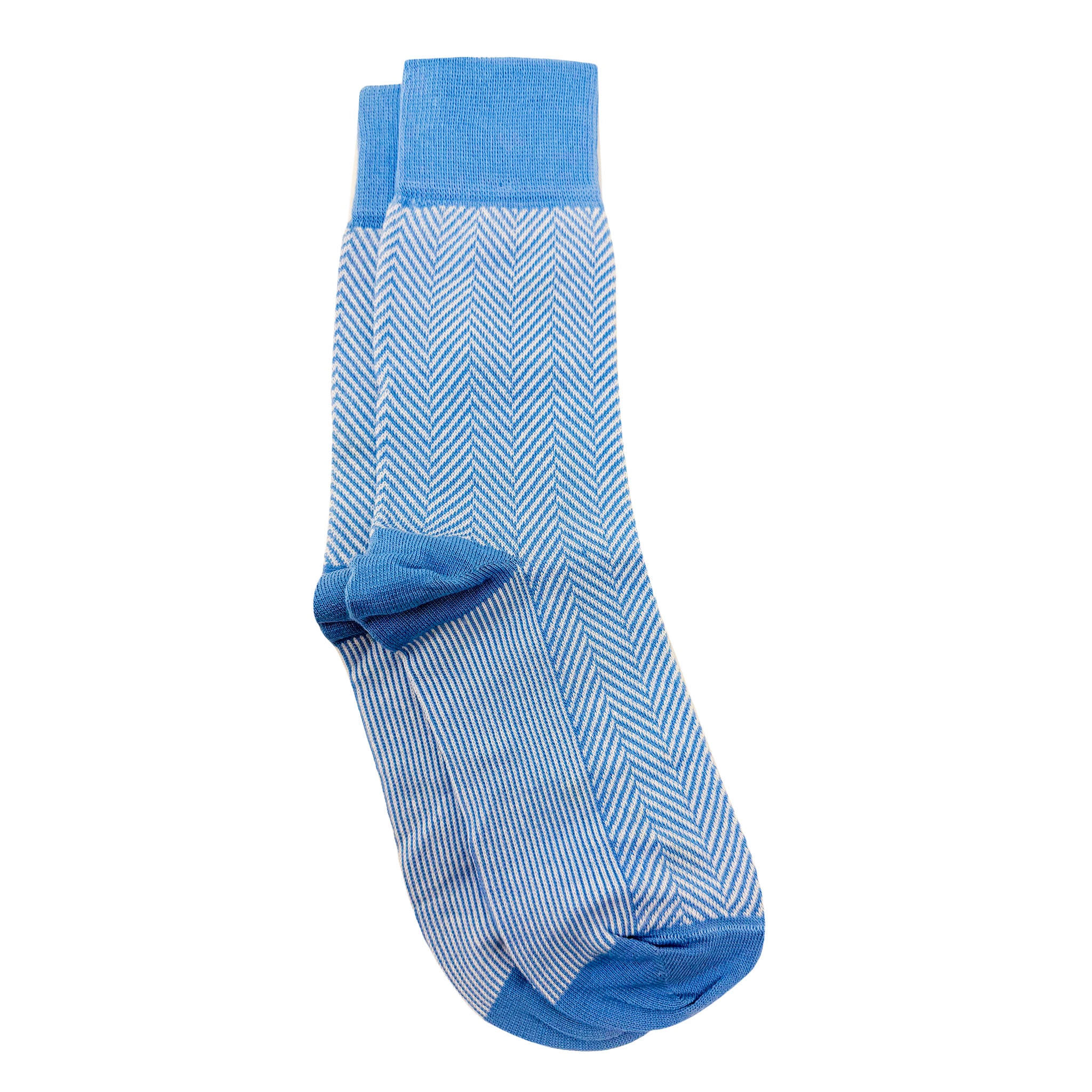 Herringbone Men's Crew Socks - Light Blue