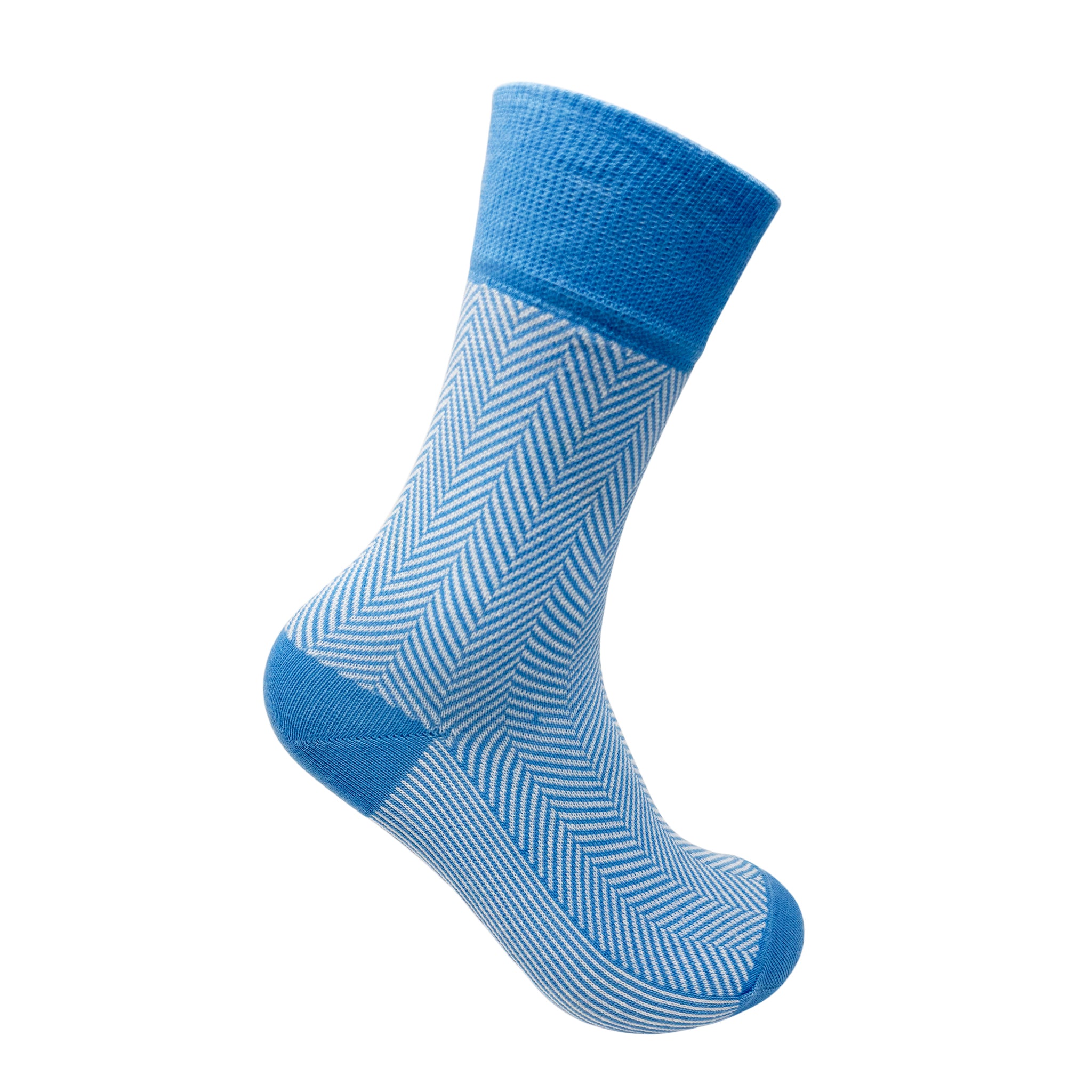 Herringbone Men's Crew Socks - Light Blue