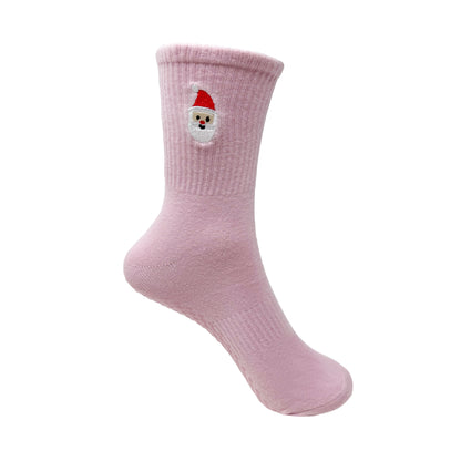 Varsity Santa Pilates Socks - Christmas Collection - Pink