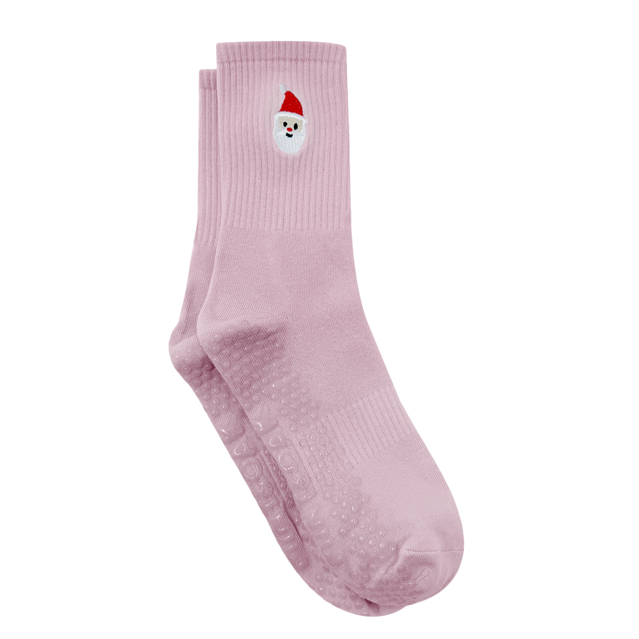 Varsity Santa Pilates Socks - Christmas Collection - Pink