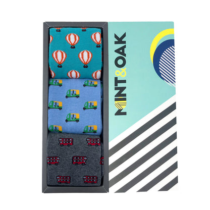 Vibrant Vibe Socks Set-of-3 Crew Socks for Men