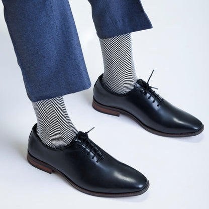 Herringbone Men's Crew Socks - Black
