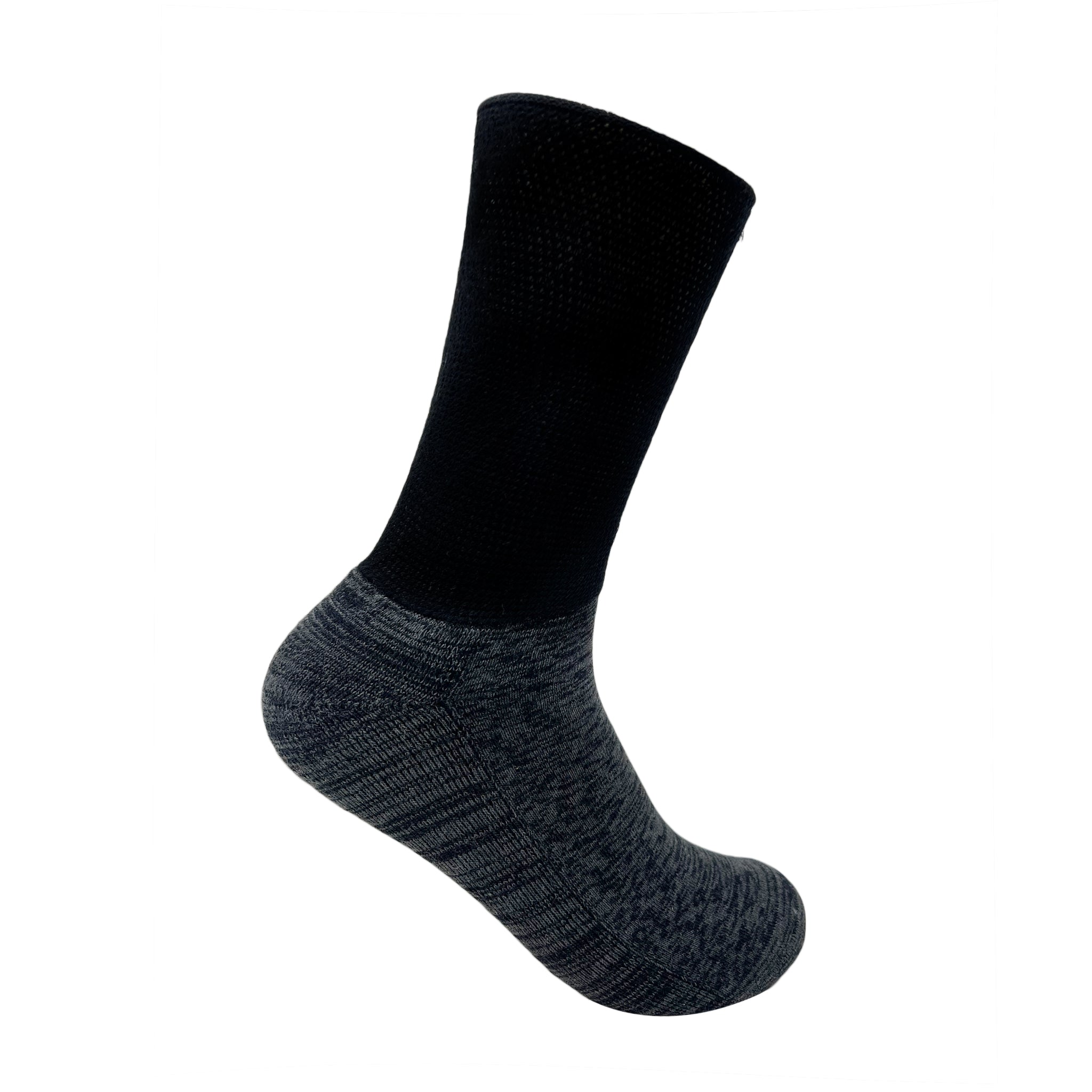 Diabetic Crew Length Unisex Socks for Men and Women - Black