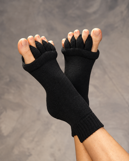 Foot Alignment Socks with Toe Separators Set Of 3- (Black, Blue, Pink)