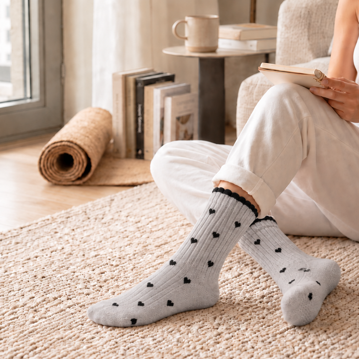 Women's Wool blend Crew Socks - Grey