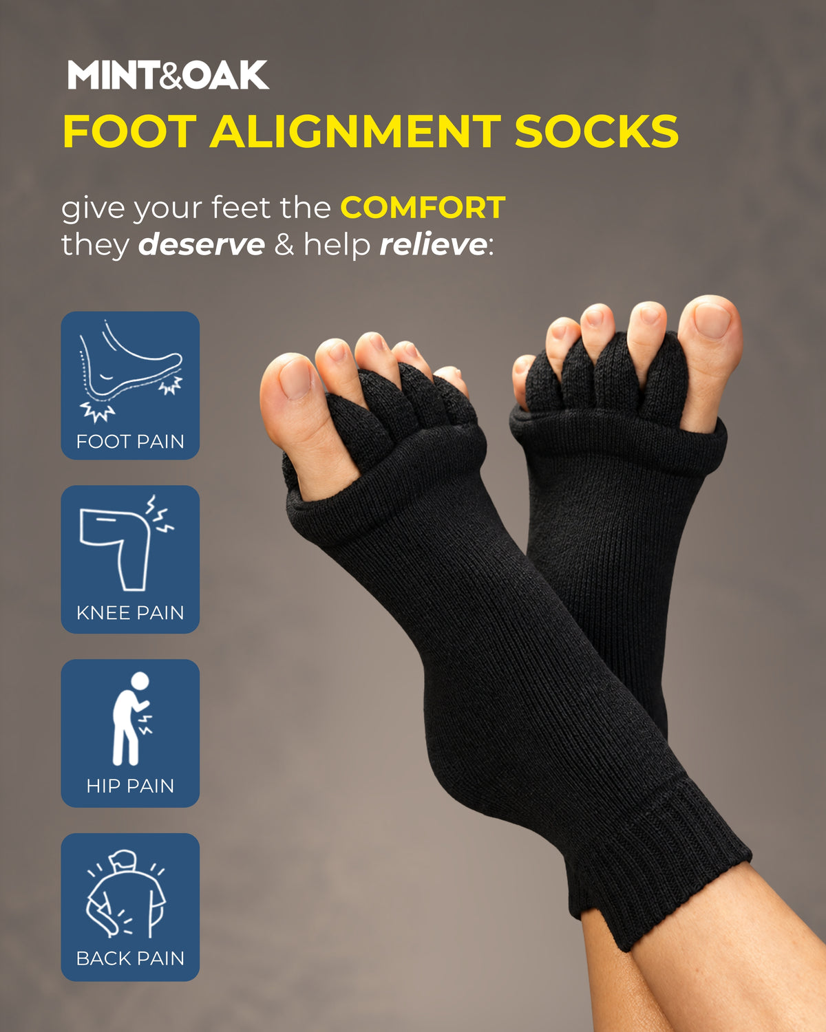 Foot Alignment Socks with Toe Separators - Pink