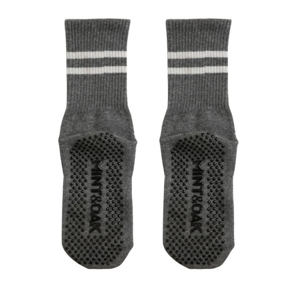 Yoga and Pilates Crew/ Full length Non-Slip Socks for Women - Light Grey