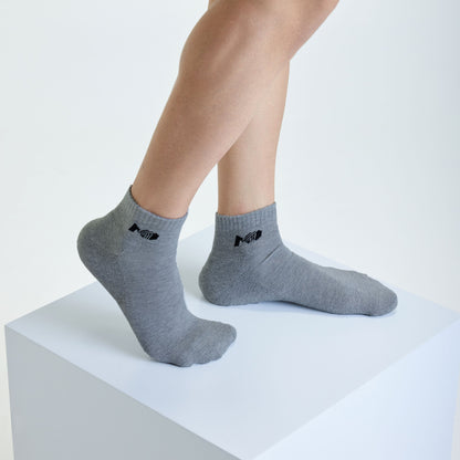 Cushioned Terry Sports Ankle Socks For Men Light Grey Melange
