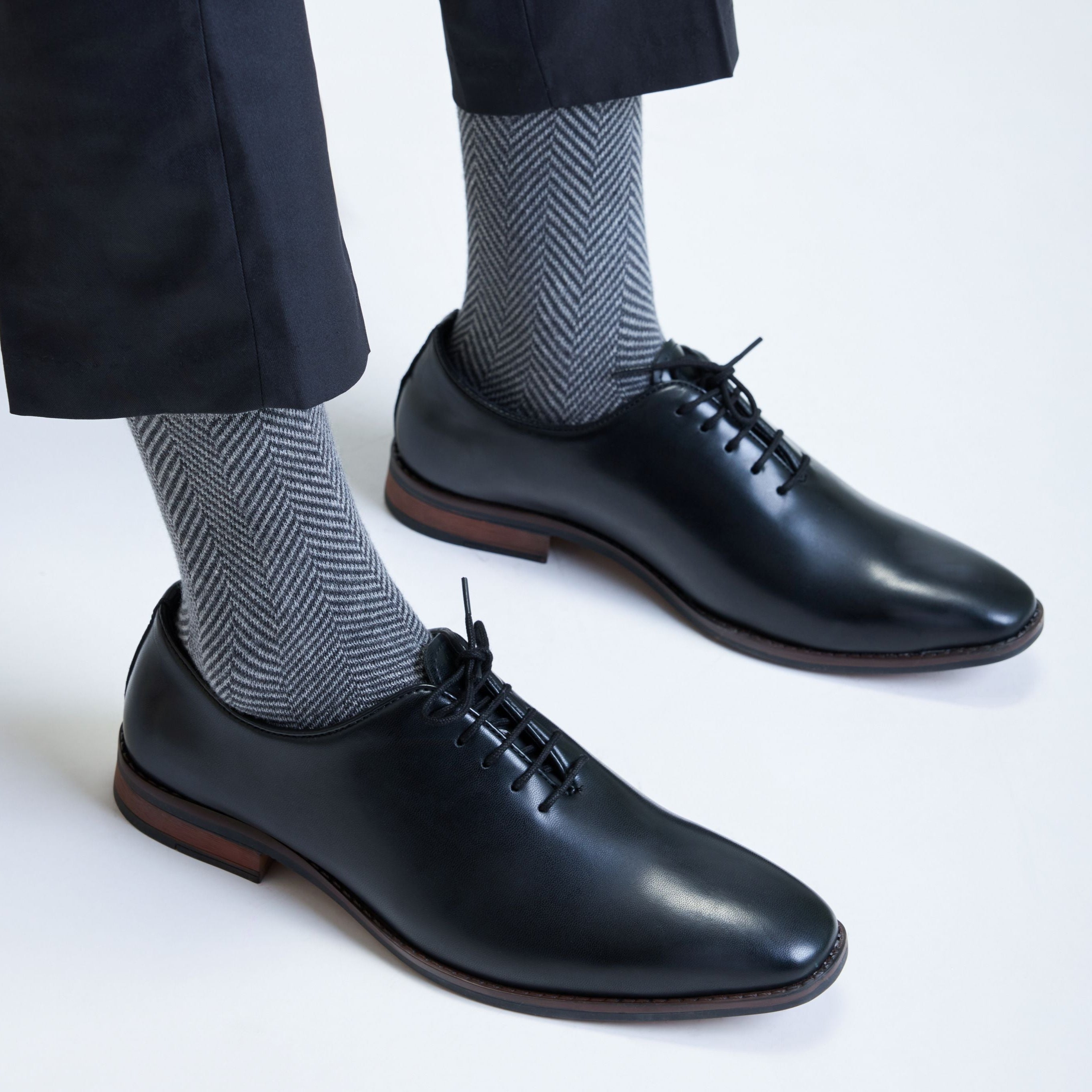 Herringbone Men's Crew Socks (Grey)