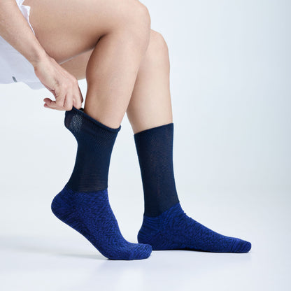 Diabetic Crew Length Unisex Socks for Men and Women - Set of 3 (Black, Navy Blue, Grey)
