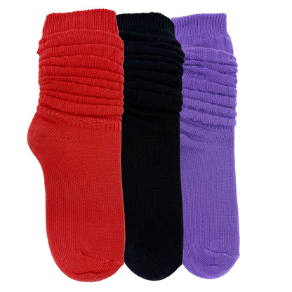 Women's Scrunch / Slouch Socks – Set Of 3 (Purple, Black, Orange)
