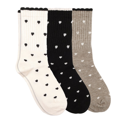 Women's Wool blend Crew Set of 3 Socks - (Off White, Black, Beige)