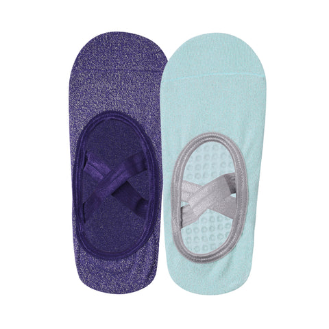 Set Of 2 Yoga Socks Anti-Skid Technology - Purple & Mint Green